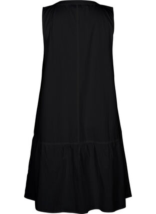 Short cotton dress with an A-line shape, Black, Packshot image number 1