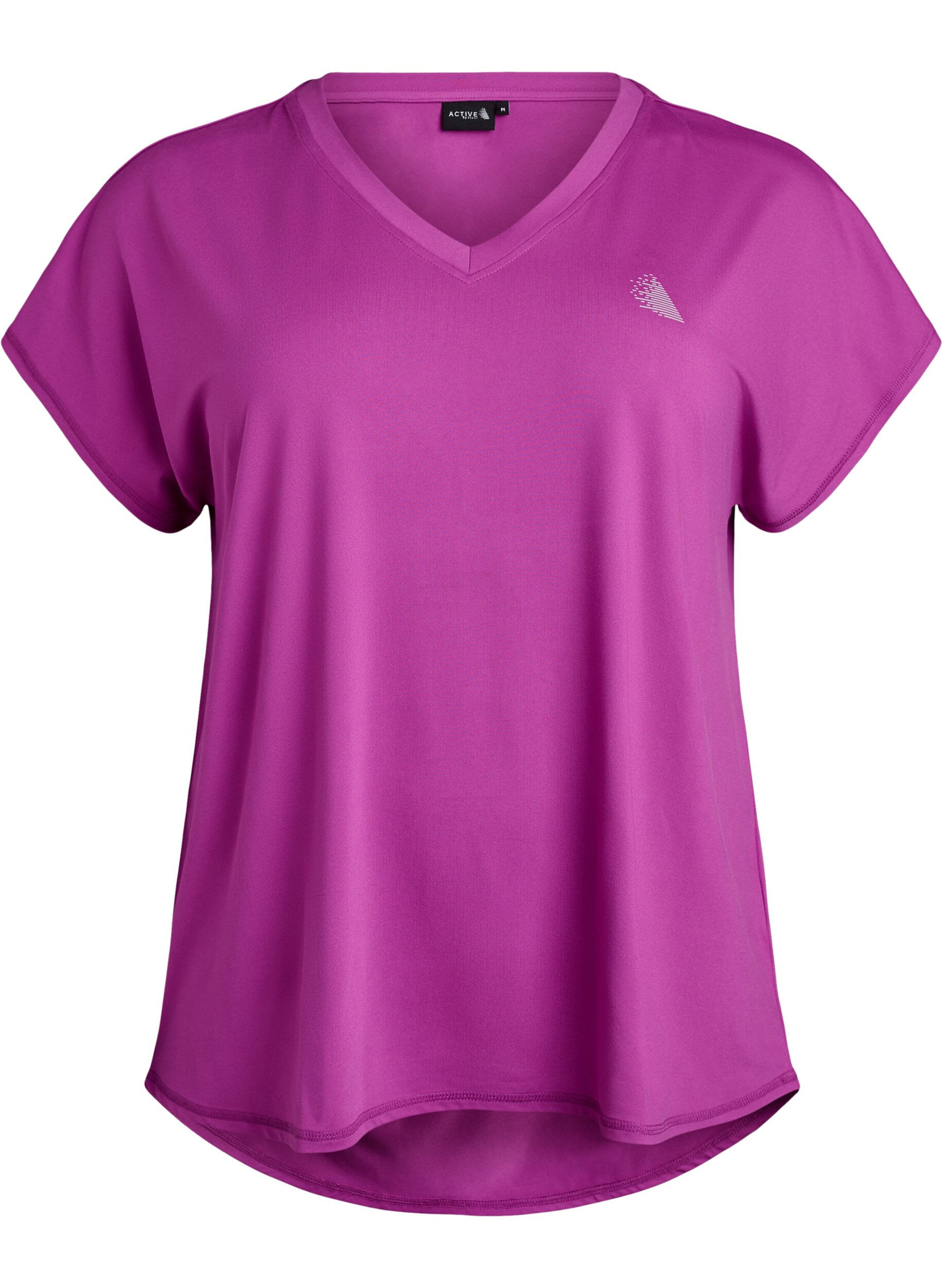 Zizzifashion Short-sleeved workout t-shirt with v-neck, Purple, Packshot image number 0