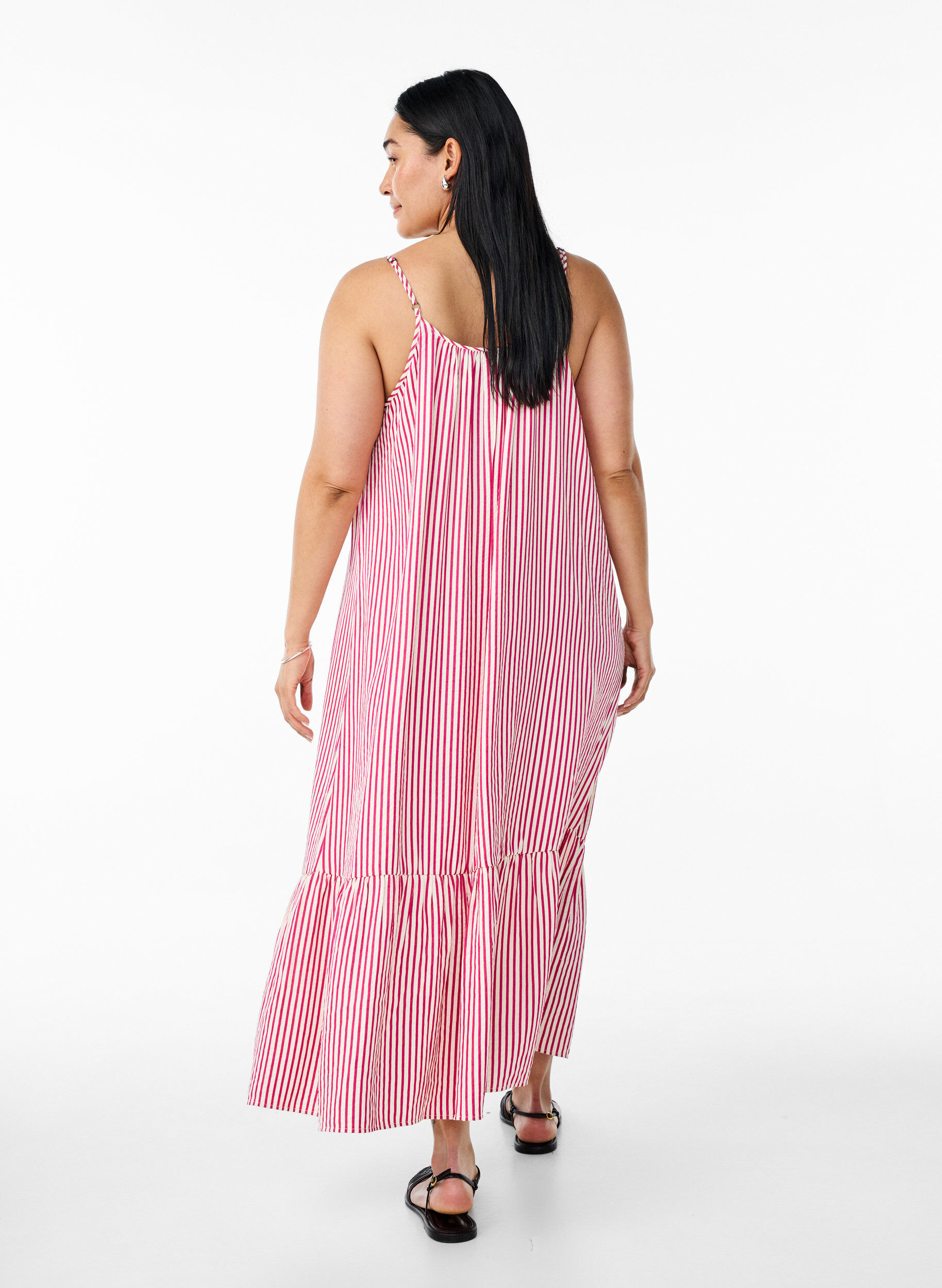 Zizzifashion Summer dress with stripes and A-line shape, Pink, Model image number 1