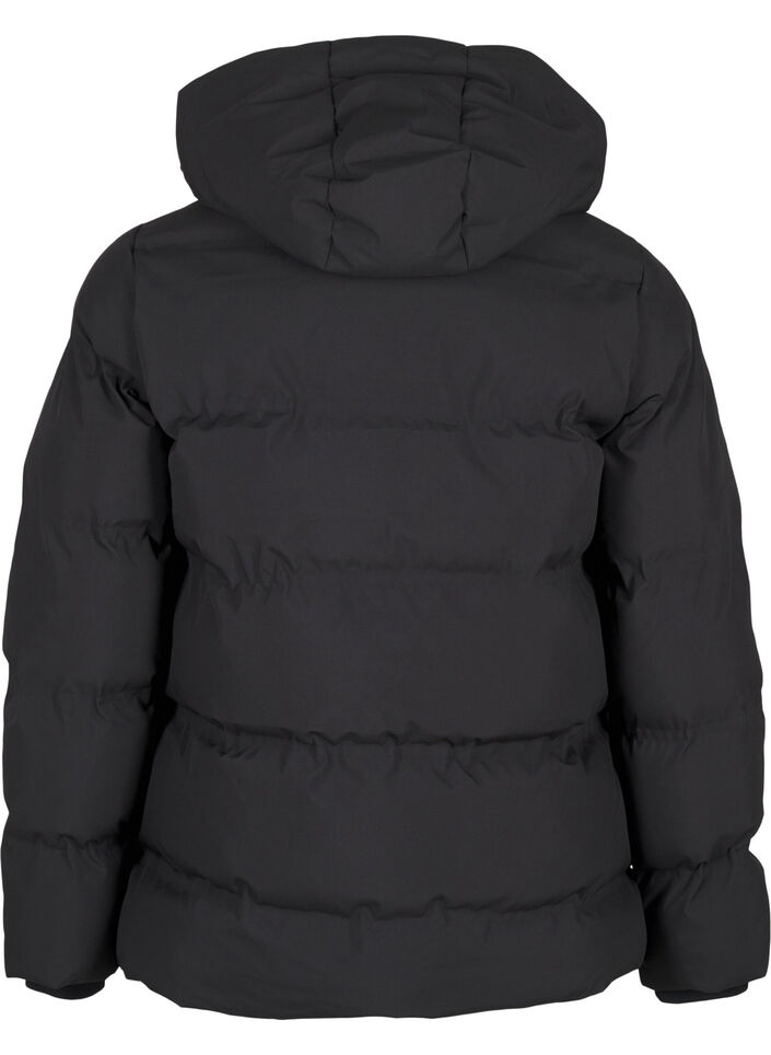 Short puffer jacket with hood, Black, Packshot image number 1