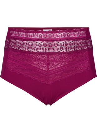 Super high-waisted knickers with lace, Magenta purple, Packshot image number 0