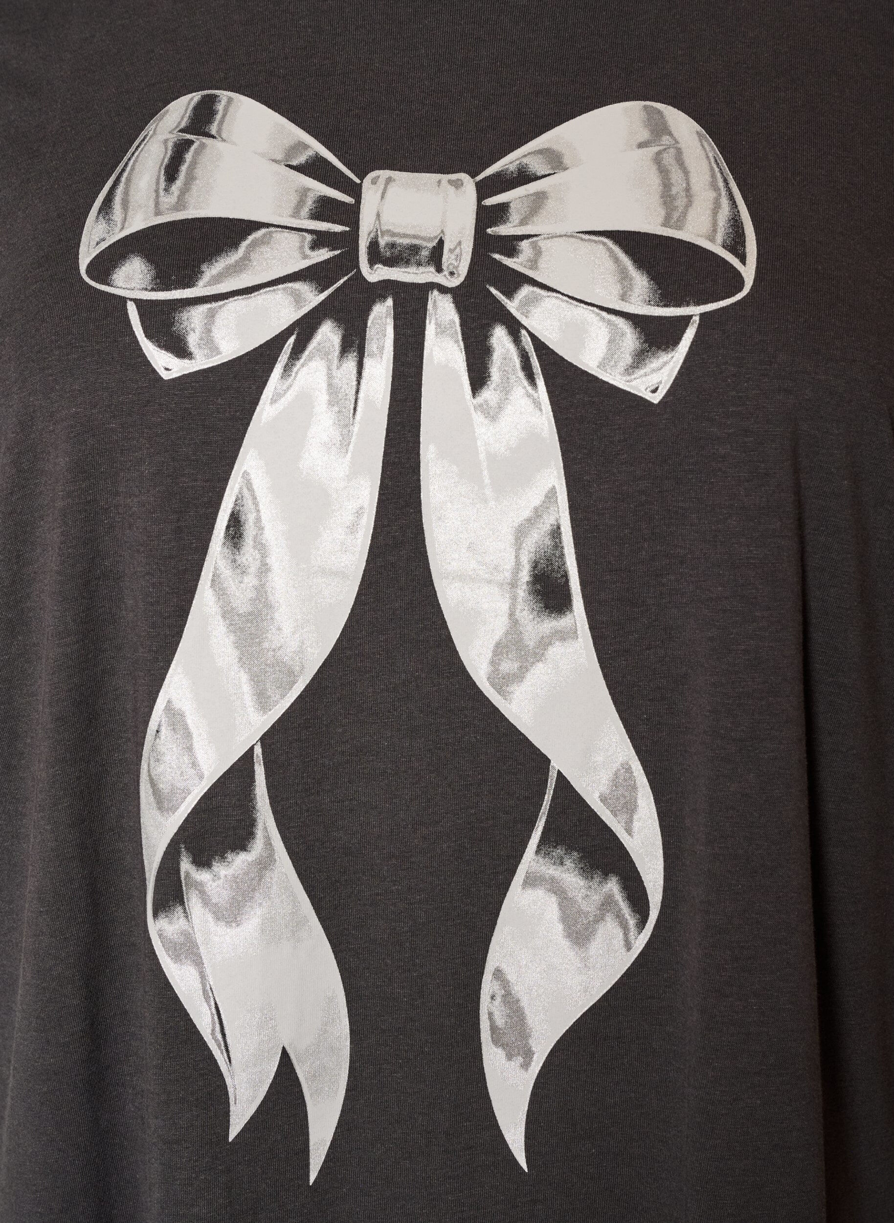 ZizzifashionCotton T-shirt with front print, Dark Grey, Packshot image number 2