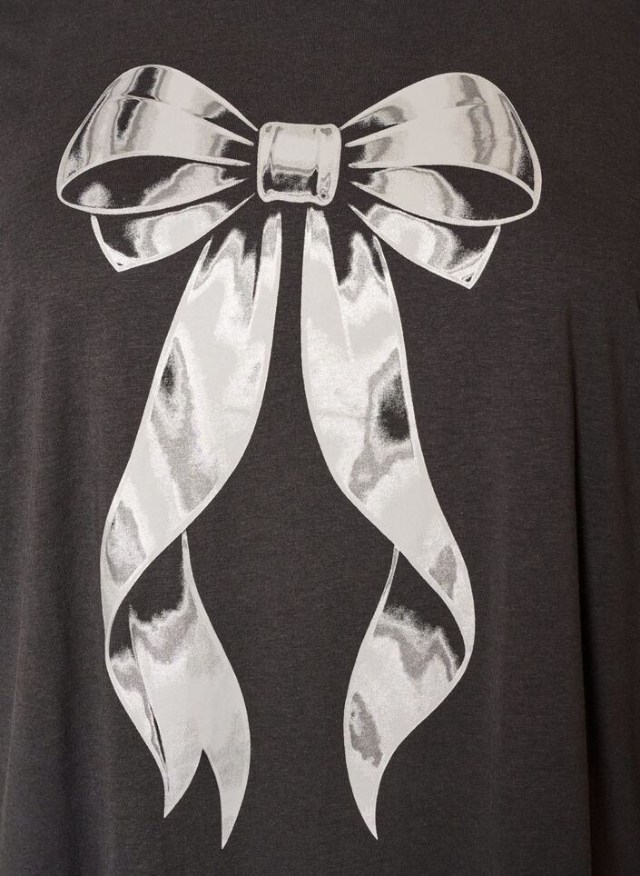 Cotton T-shirt with front print, Dark Grey, Packshot image number 2