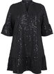 Sequin dress with a V-neck and 3/4 sleeves, Black w. Bl. Sequins, Packshot image number 0