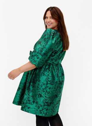 Short wrap dress with 3/4 sleeves, Green , Model image number 1