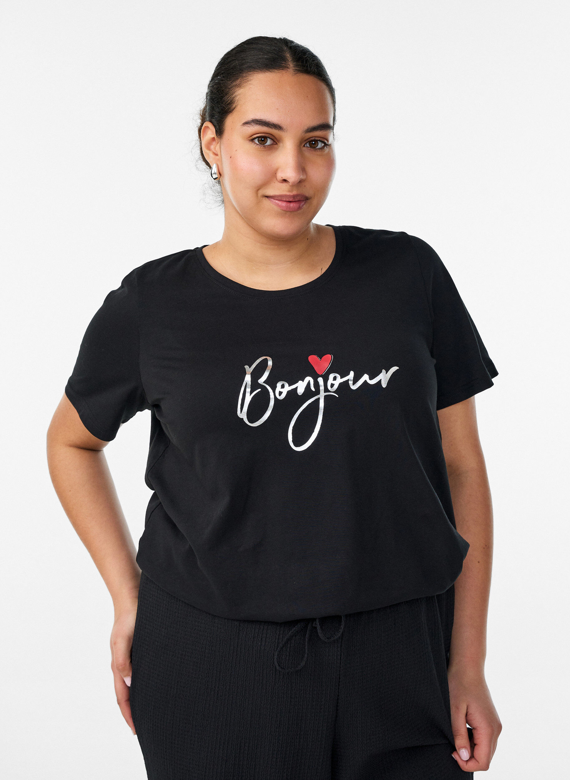 Zizzifashion T-shirt with motif, Black, Model image number 0