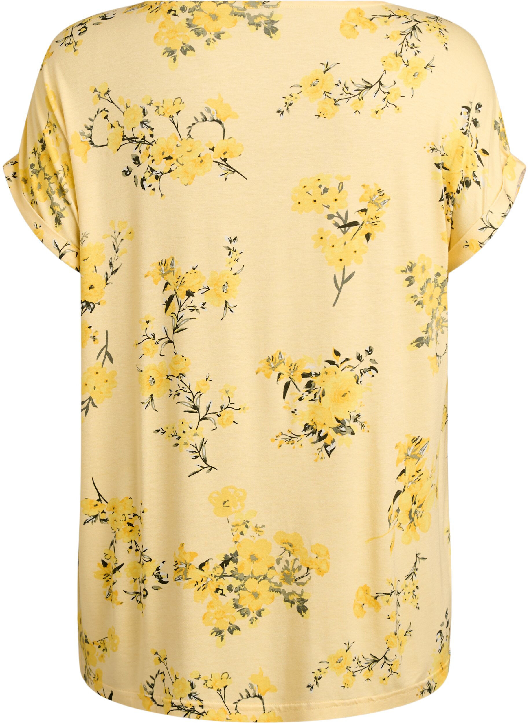 Zizzifashion T-shirt with floral print, Yellow, Packshot image number 1