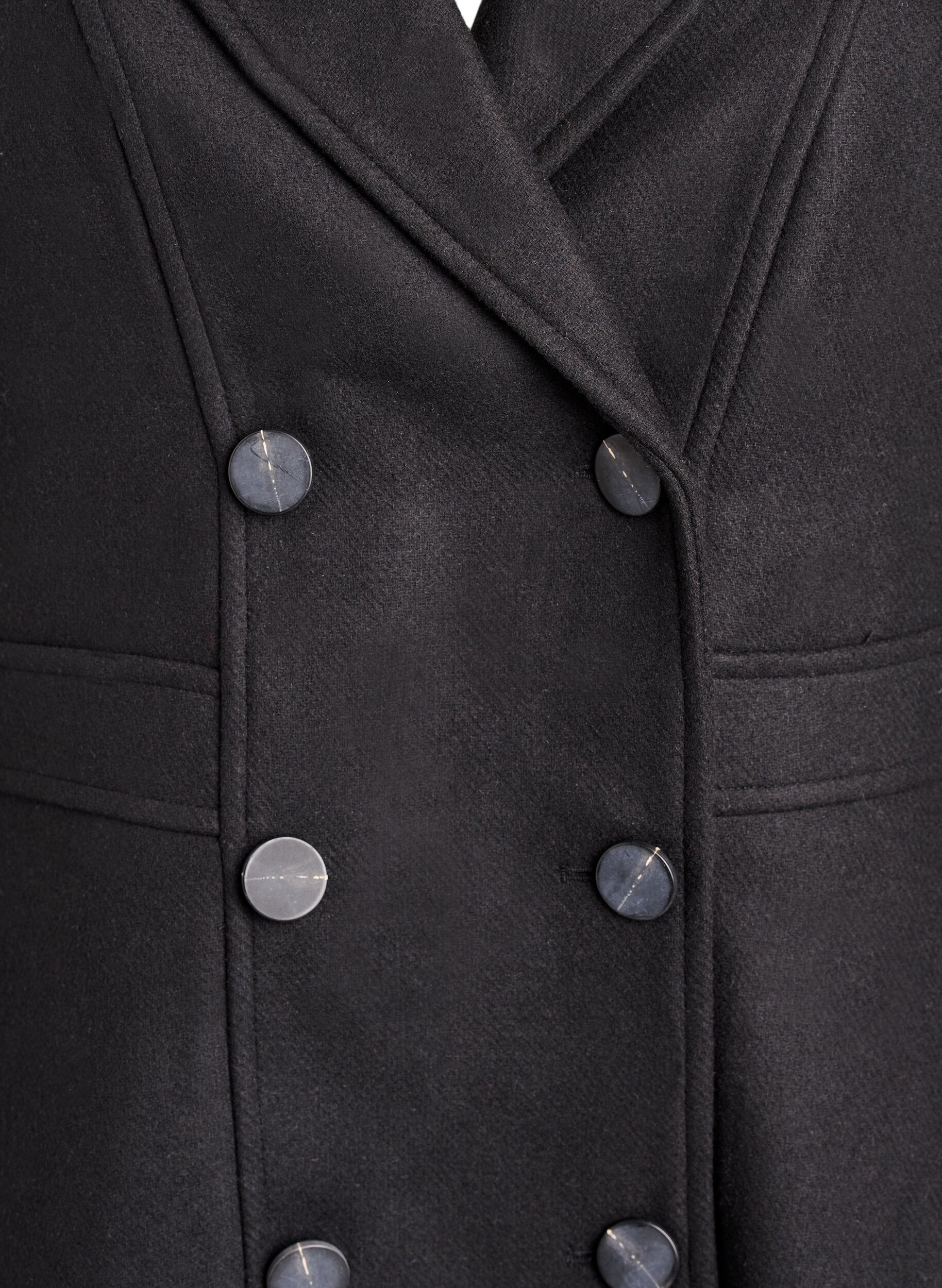 Zizzifashion A-line wool coat with pockets, Black, Packshot image number 2