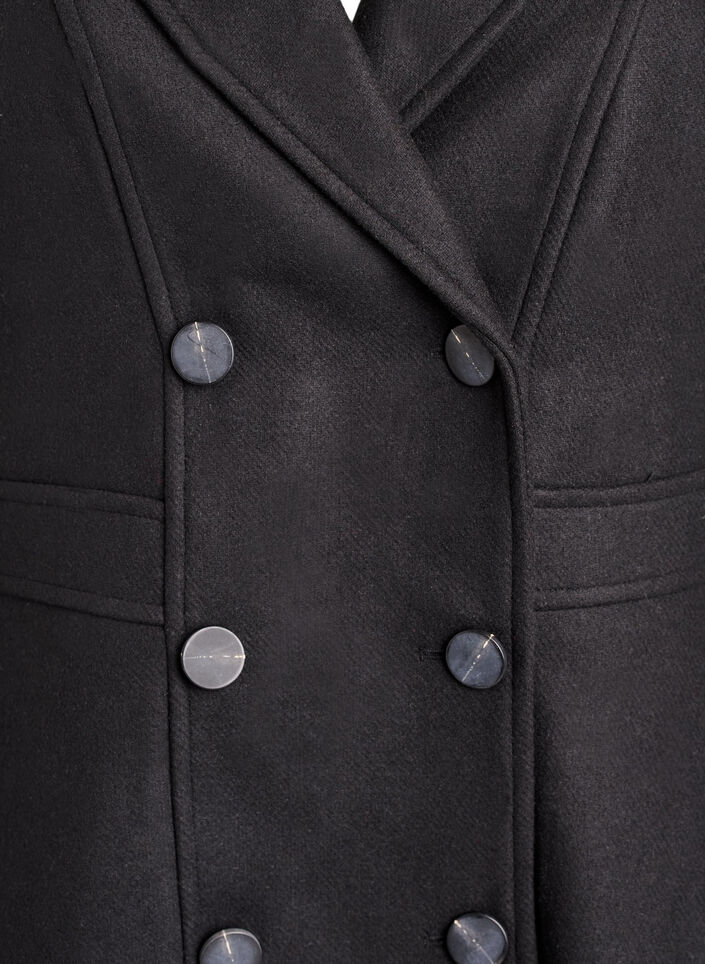 A-line wool coat with pockets, Black, Packshot image number 2