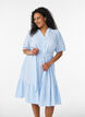 Striped midi dress in cotton with a tie-belt, White, Model image number 0