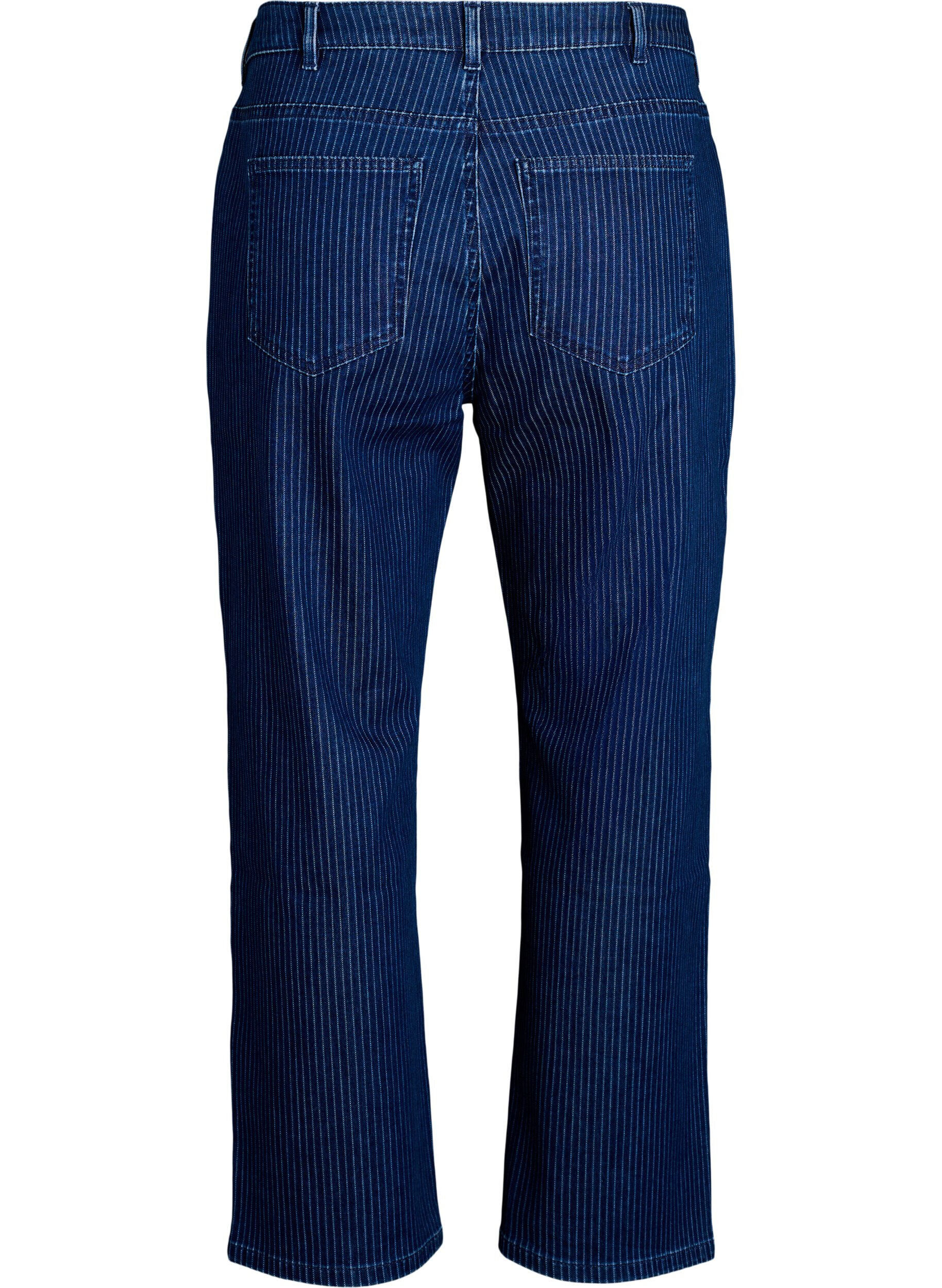 Zizzifashion Pinstriped Kiana jeans with straight fit, Blue, Packshot image number 1