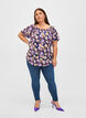 Floral viscose blouse with short sleeves, Small Flower AOP, Model image number 2