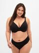 Moulded bra with striped mesh, Black, Model image number 2