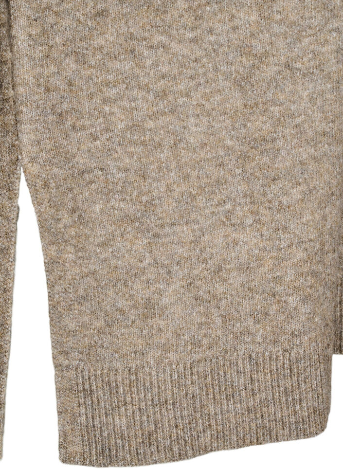 Knitted top with wool and slits, Walnut Mel., Packshot image number 3