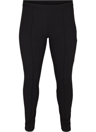 Stretchy leggings with a zip, Black, Packshot image number 0