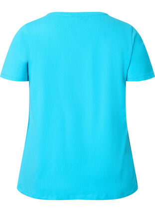 Basic plain cotton t-shirt, Blue Atoll, Packshot image number 1