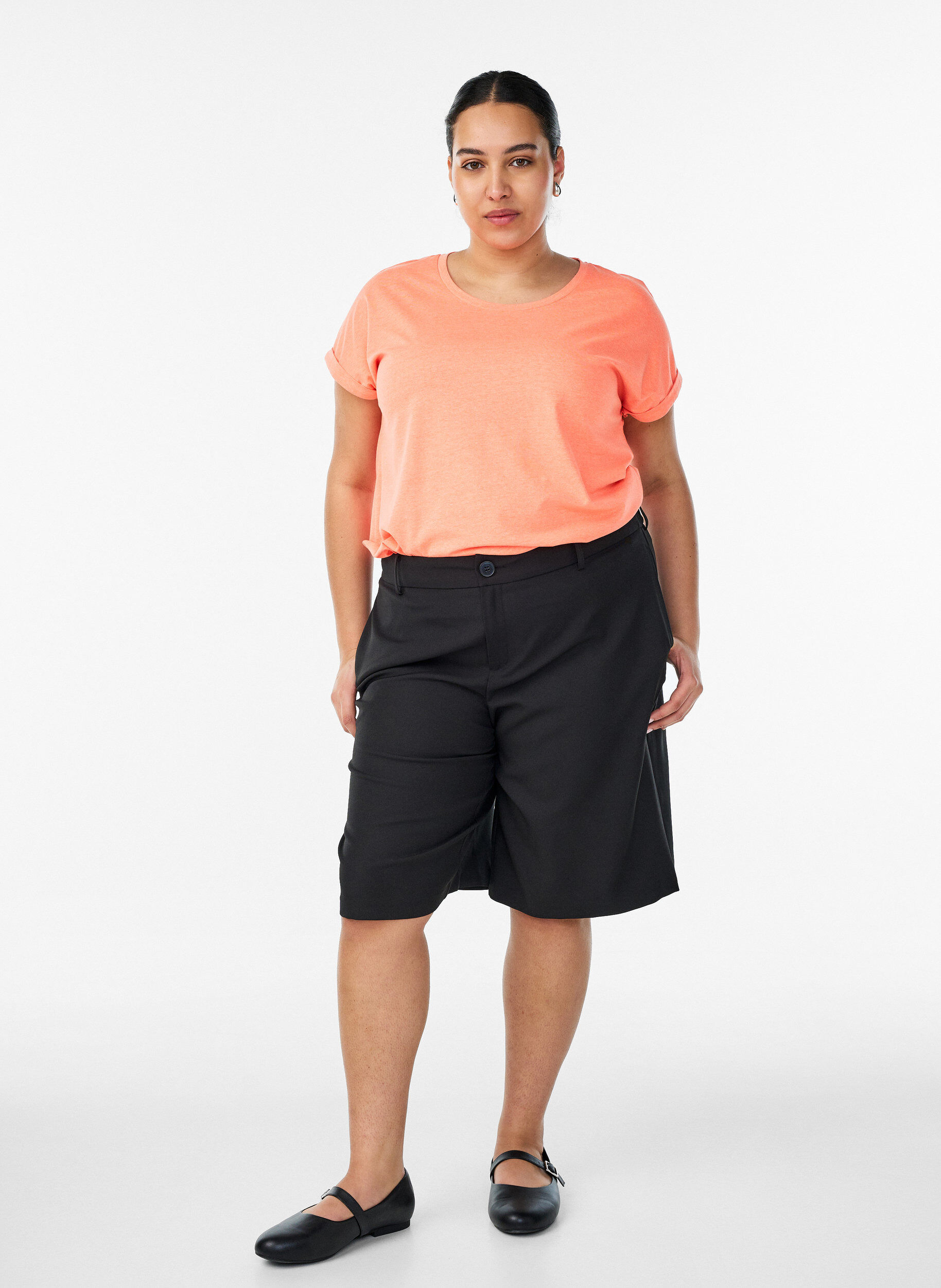 Zizzifashion Neon colored cotton t-shirt, Orange, Model image number 1