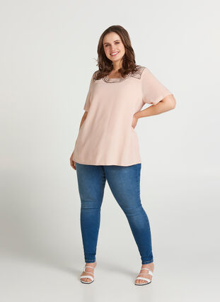 Short-sleeved chiffon blouse, Rose Smoke, Model image number 2