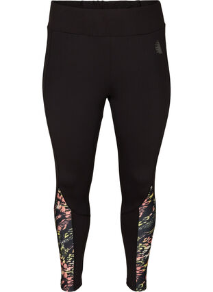 Cropped exercise tights with print details, Flexi Print, Packshot image number 0