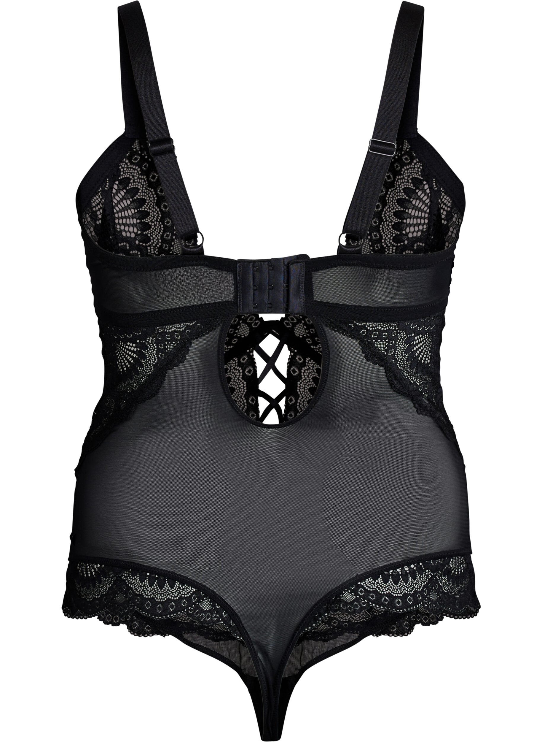 ZizzifashionLace bodystocking with lace details, Black, Packshot image number 1