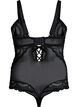 Lace bodystocking with lace details, Black, Packshot image number 1