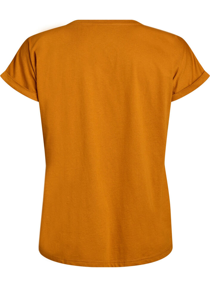 Short sleeve cotton blend T-shirt, Orange, Packshot image number 1