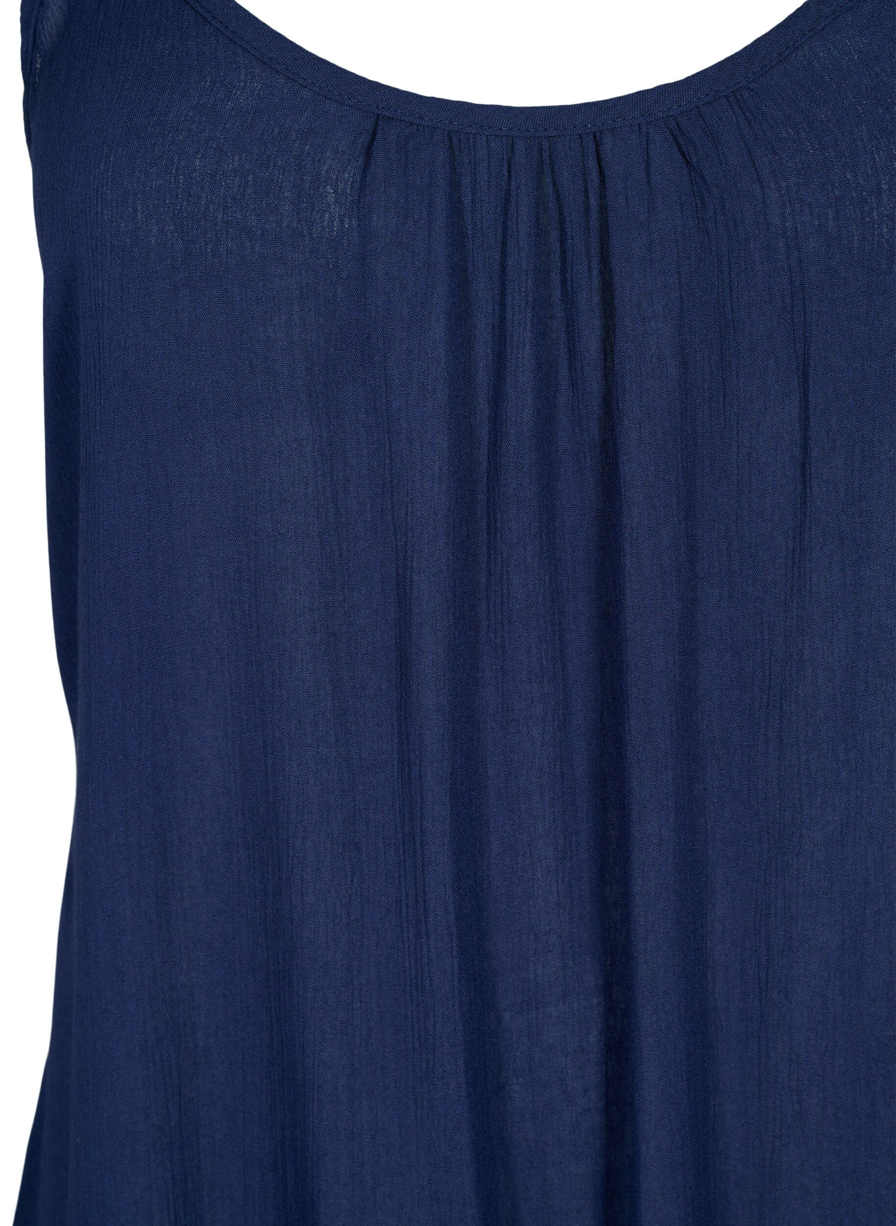 Zizzifashion Solid colour strap dress in viscose, Blue, Packshot image number 2