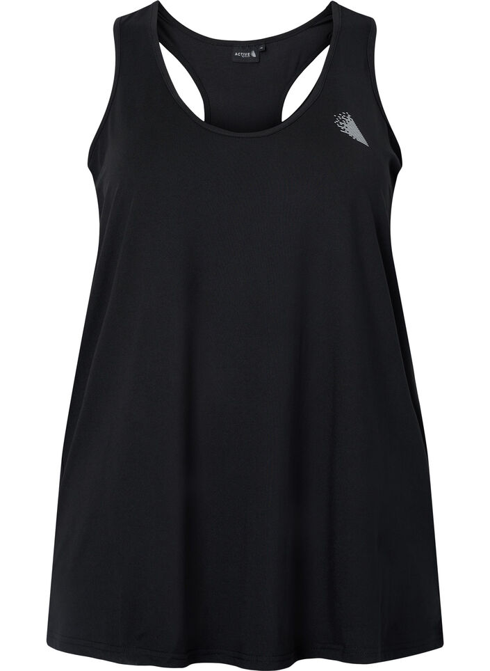 Workout top with racer back, Black, Packshot image number 0
