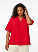 Short-sleeved blouse with V-neck, Red, Model image number 0