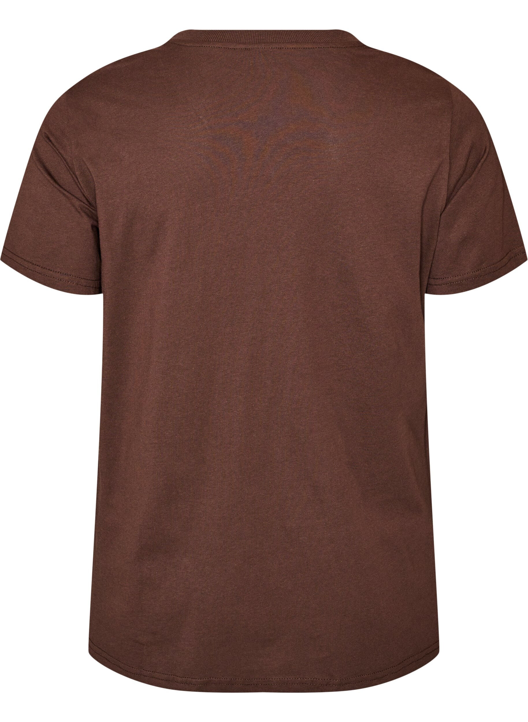 ZizzifashionBasic cotton T-shirt with round neck, Brown, Packshot image number 1