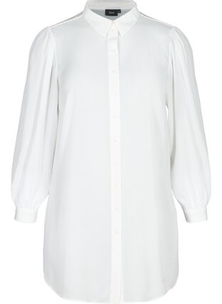 Long shirt with slightly puff sleeves, Bright White, Packshot image number 0
