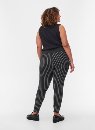 Striped leggings with an elasticated waist, Dark Grey Stripe, Model image number 1