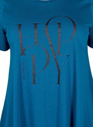 T-shirt in cotton with text print, Blue Coral HAPPY, Packshot image number 2