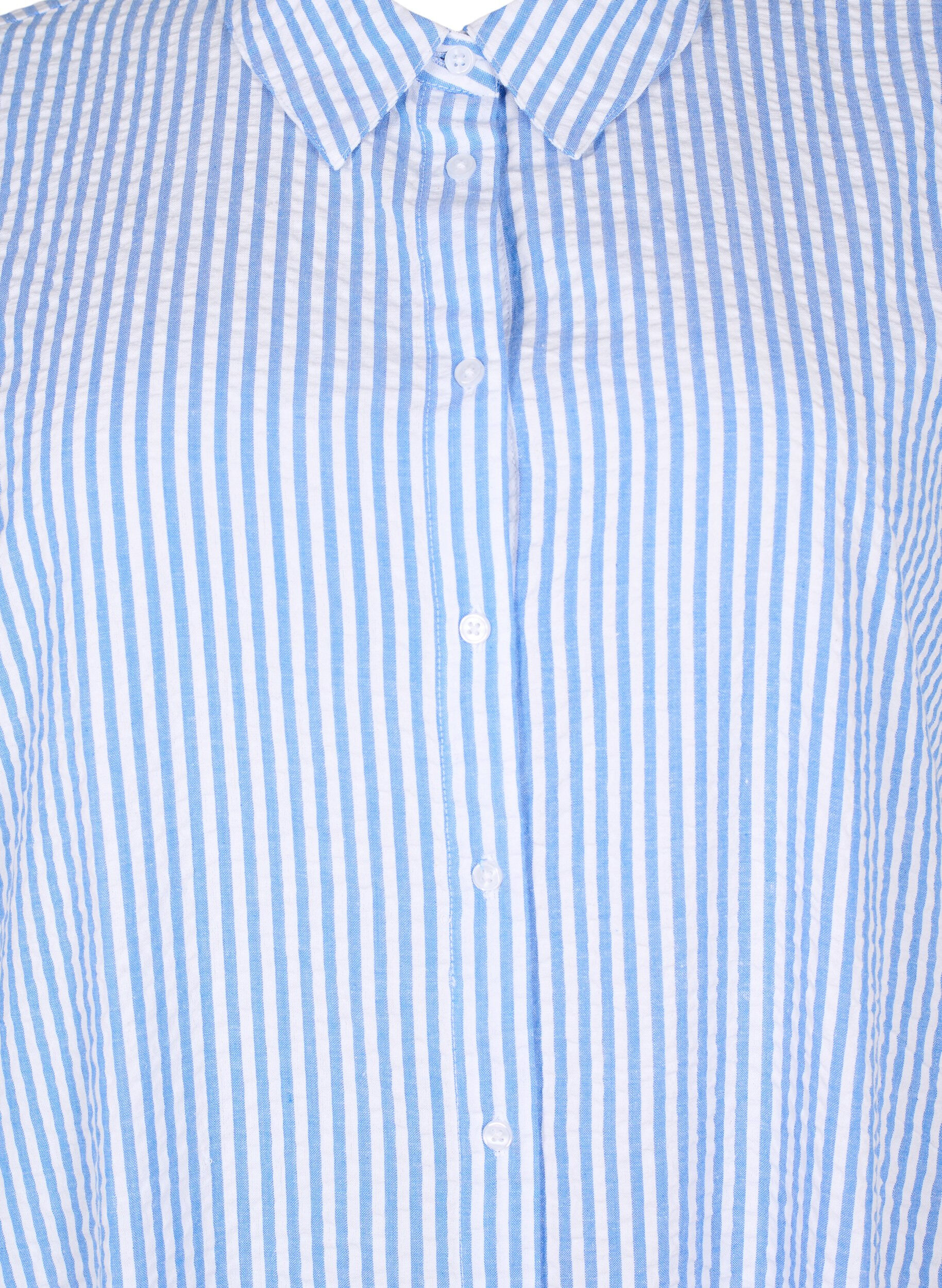 Zizzifashion Long striped cotton shirt, Light Blue Stripe, Packshot image number 2