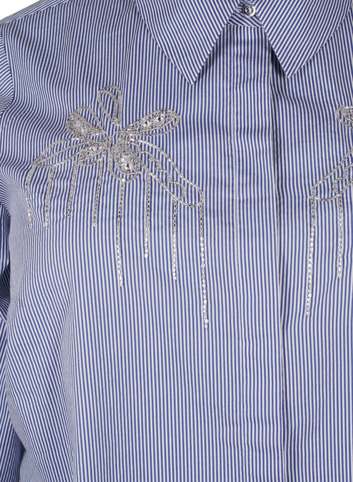 Organic cotton shirt with bead embroidery, Blue, Packshot image number 2