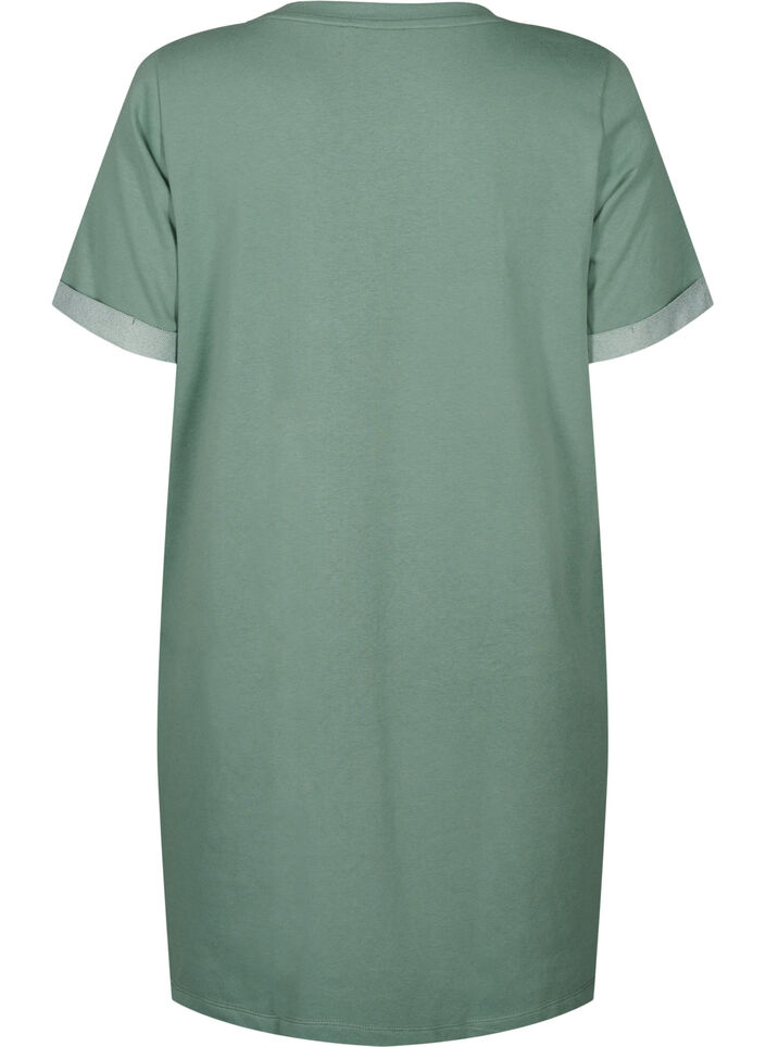 Short-sleeved sweat dress with pockets, Chinois Green, Packshot image number 1