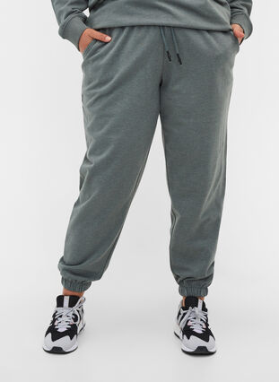 Loose sweatpants with pockets, Balsam Green Mel, Model image number 2