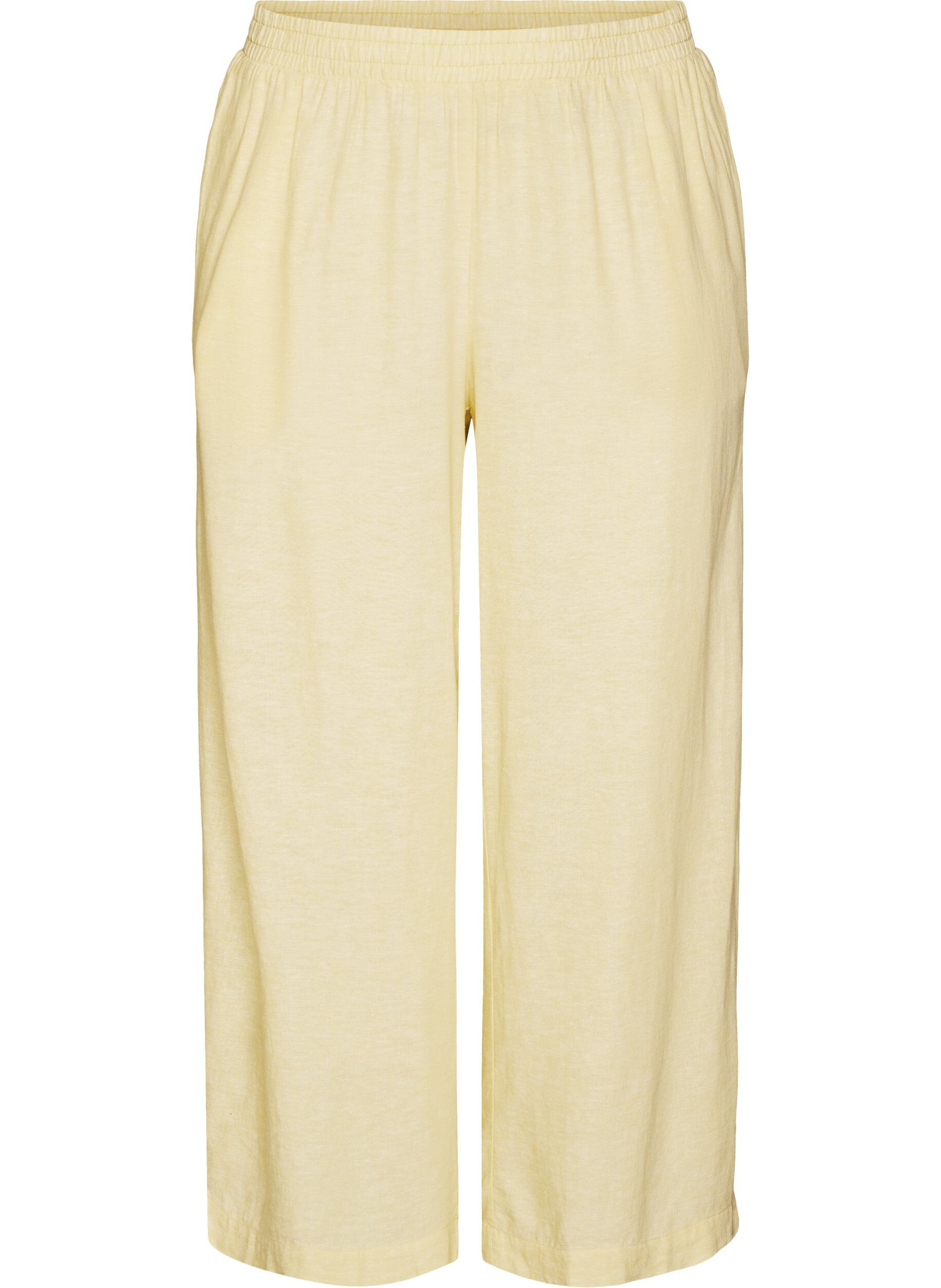 Wide-leg linen and viscose trousers
