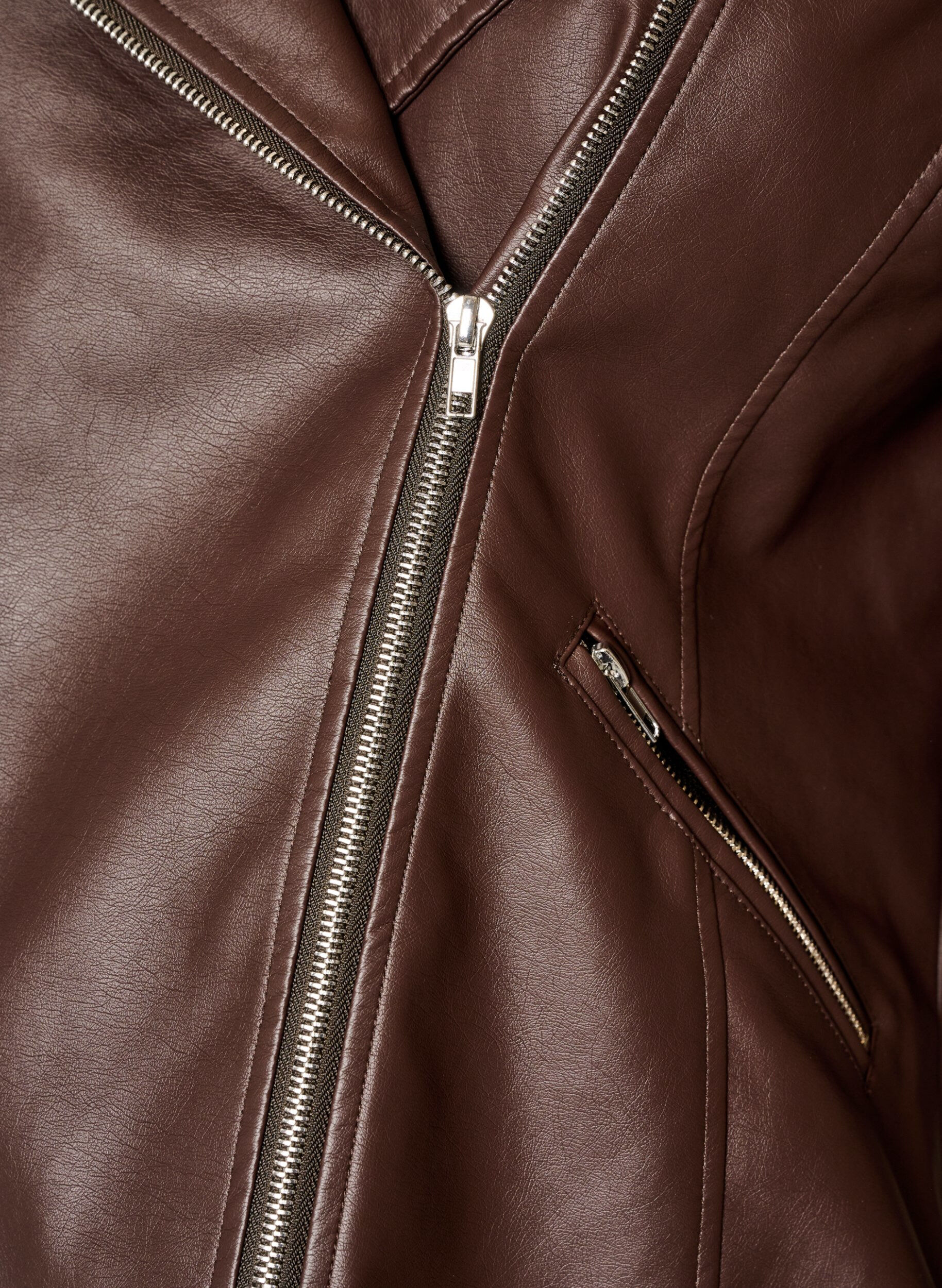 ZizzifashionBiker jacket in faux leather, Brown, Packshot image number 2
