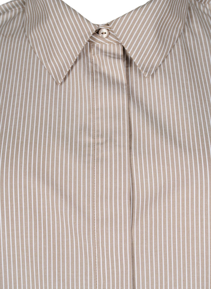 Loose long-sleeved shirt with stripes, Brown, Packshot image number 2