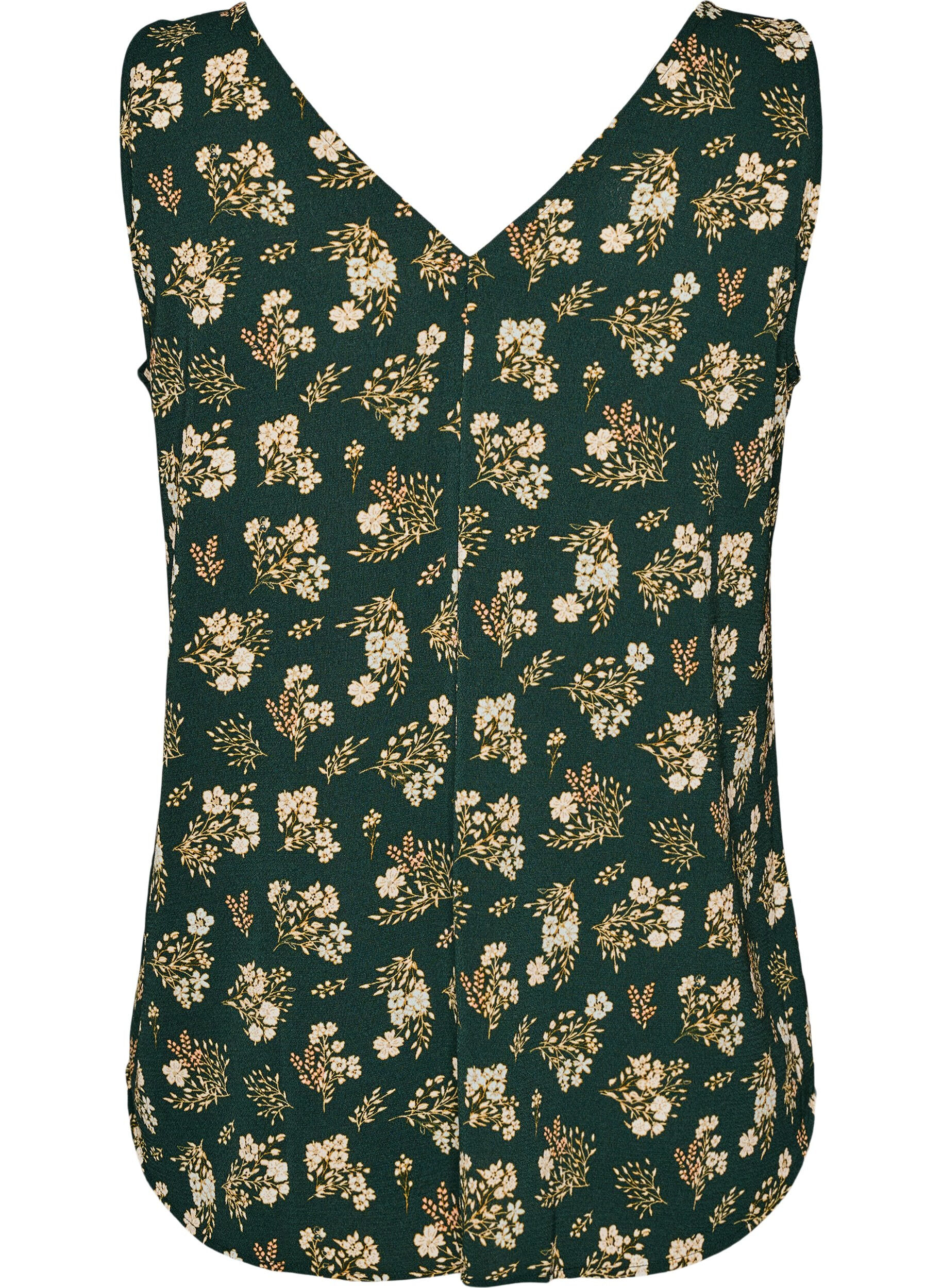 Zizzifashion Printed top with v-neck, Green, Packshot image number 1