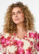 Floral chiffon dress with ruffle details and a V-neck, Pink, Model image number 2