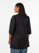 Shiny tunic with a V-neck and 3/4 sleeves, Black, Model image number 2
