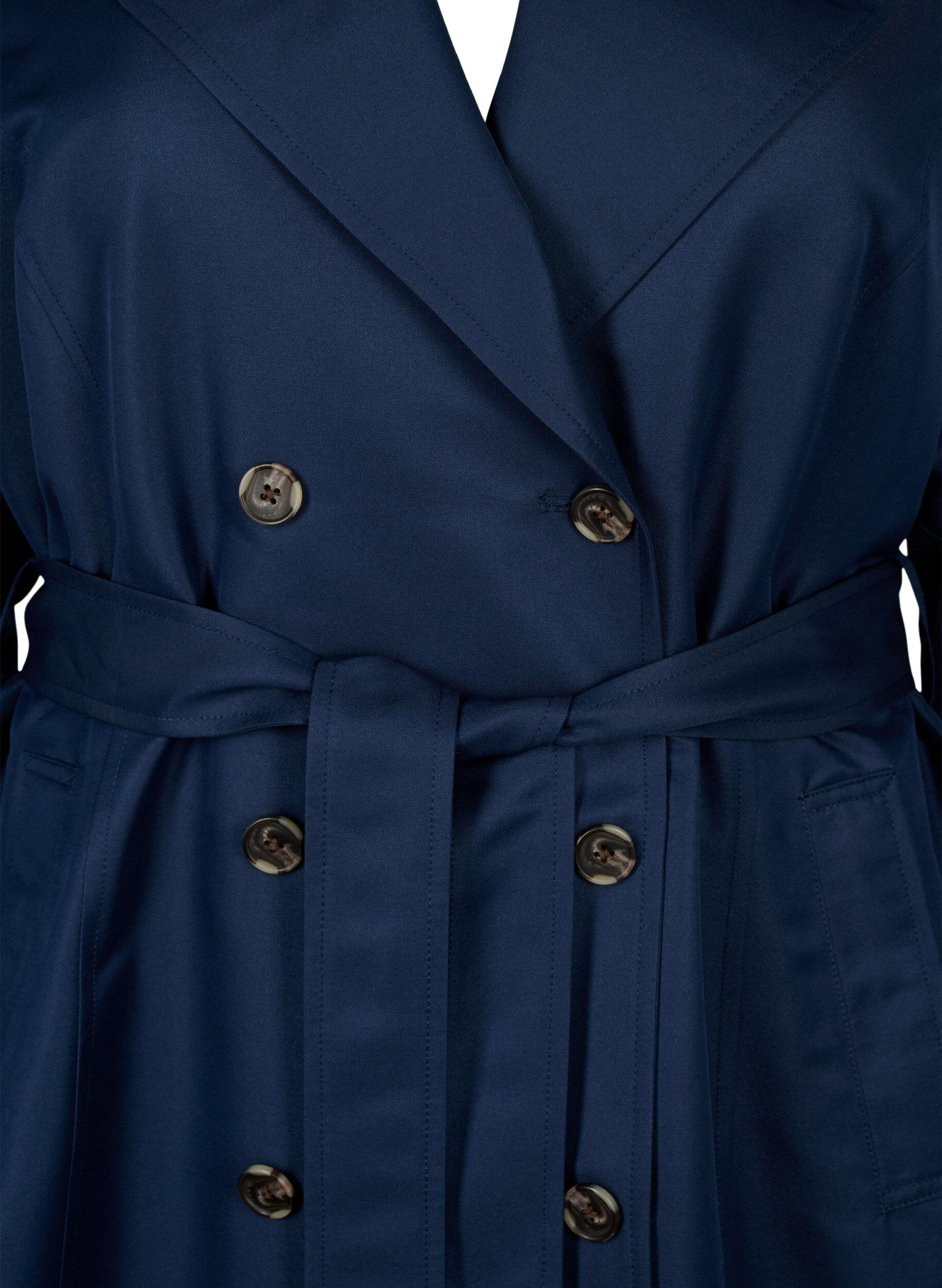Zizzifashion Short trench coat with belt, Blue, Packshot image number 2