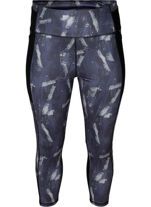 Cropped exercise tights with pocket, Geo Print, Packshot image number 0