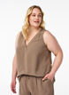 Sleeveless top with wrinkle details, Brown, Model image number 0