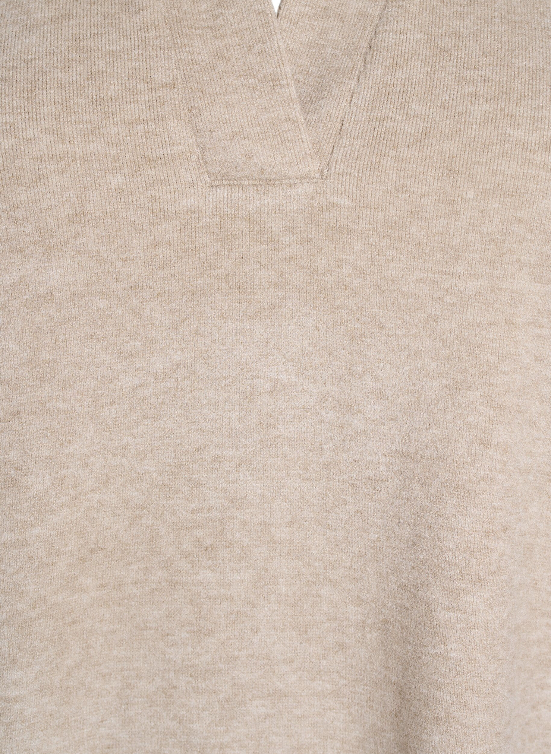 Zizzifashion Jersey blouse with collar and short sleeves, Brown, Packshot image number 2