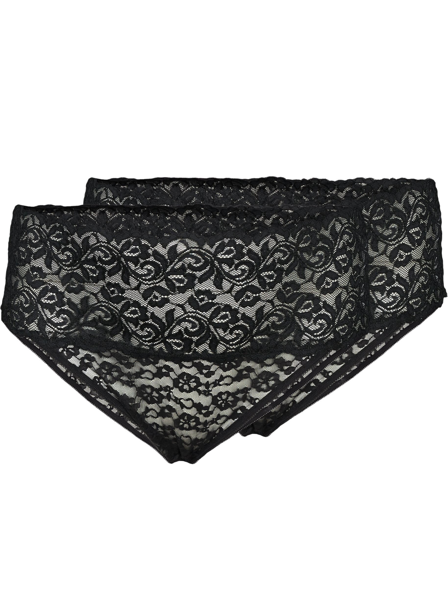 Zizzifashion Lace briefs 2-pack, Black, Packshot image number 0