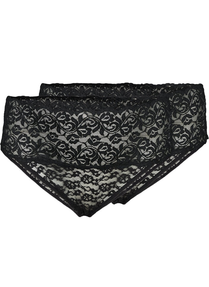 Lace briefs 2-pack, Black, Packshot image number 0