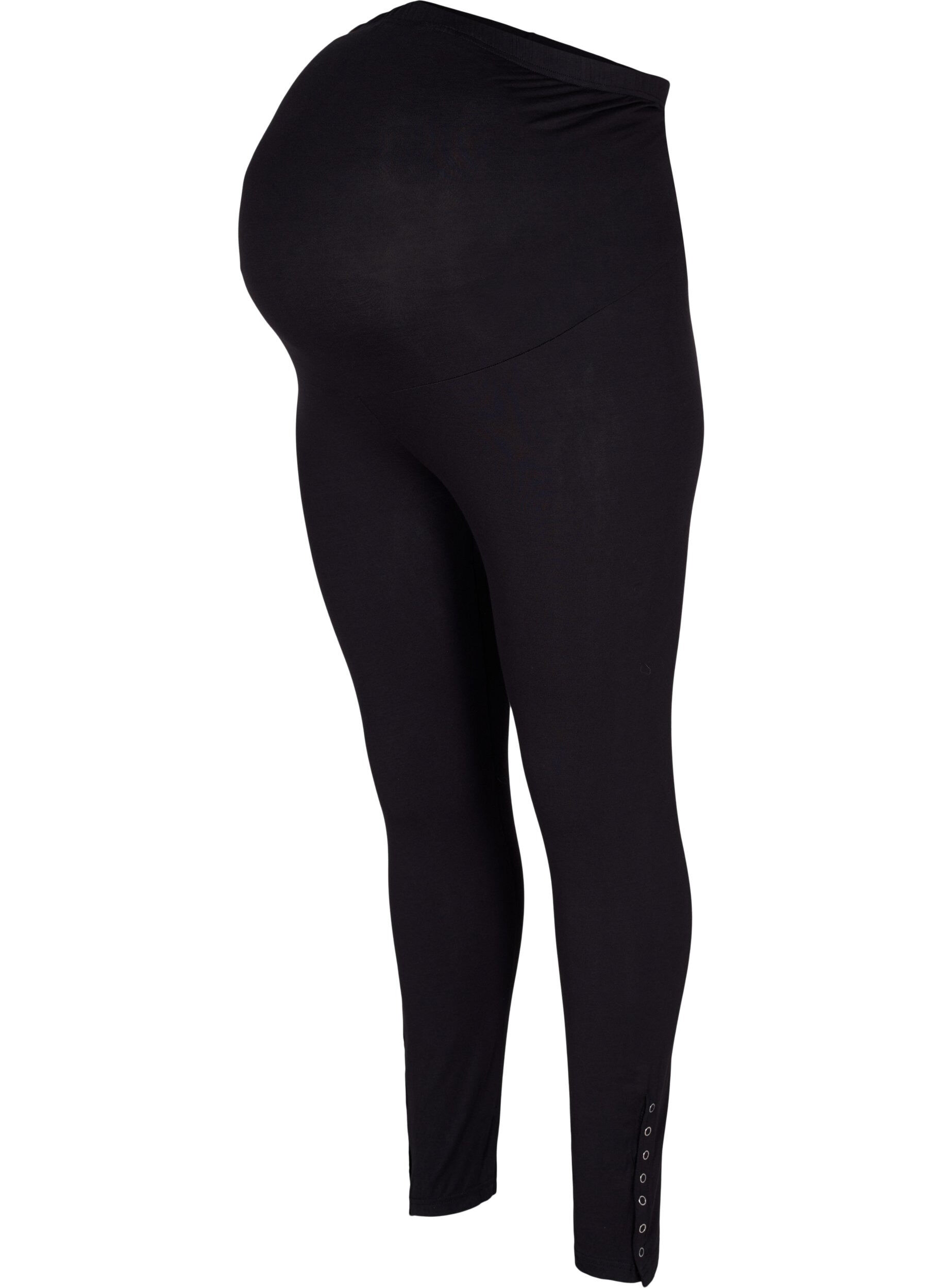 Zizzifashion Pregnancy leggings in viscose with buttons, Black, Packshot image number 0
